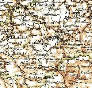 Lage der Amtshauptmannschaft Auerbach 1905