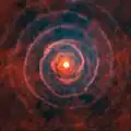 Spiralstruktur von LL Pegasi. Zusammengesetzte Aufnahme von Hubble und ALMA.