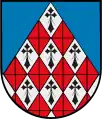 Eine Spitze von Rauten aus Hermelin und roten, silbern facettierten Rauten (Hofkirchen b.H. AT)
