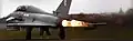 Ein Eurofighter Typhoon mit zugeschaltetem Nachbrenner