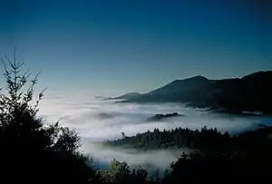 Der kühlende Nebel, der bis an den Spring Mountain District heranreicht