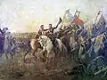 Abrazo de Maipú (Umarmung von Maipú), Historiengemälde 1908, Pedro Subercaseaux