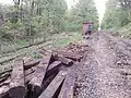 Abzweig Quinx im April 2014. Das Gleis der Bahnstrecke Stolberg–Herzogenrath wurde demontiert. Links erkennt man noch den überwucherten Streckenbeginn. Im Hintergrund das ehemalige Stellwerkshäuschen.