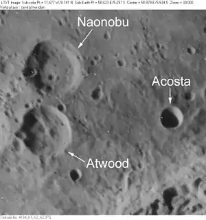 Acosta und die benachbarten Krater Naonobu und Atwood