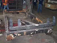Verbrannter Lokrahmen aus Holz des Nachbaus von 1935, September 2007
