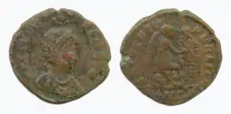 Aelia Eudoxia auf einer römischen Münze