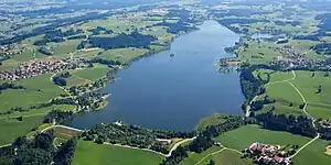 Der Rottachsee von Südwesten aus der Luft gesehen
