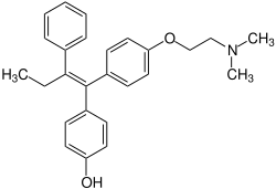 Strukturformel von 4-Hydroxytamoxifen
