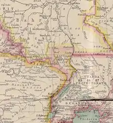 Landkarte von 1909 der Lado-Enklave mit Lado