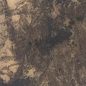 Landsat-Satellitenbild des Ahaggar mit seinem zentralen Vulkanfeld