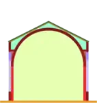 Saalkirche mit Tonnengewölbe und wandständigen Pilastern