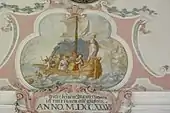 Emblematisches Deckenbild, mit Inschrift und der Jahreszahl 1737