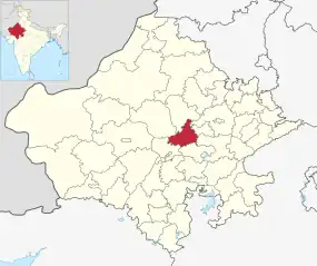 Positionskarte des Distrikts Ajmer