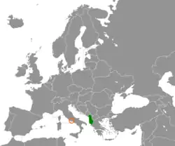 Lage von Albanien und Heiliger Stuhl