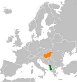 Lage von Albanien und Ungarn