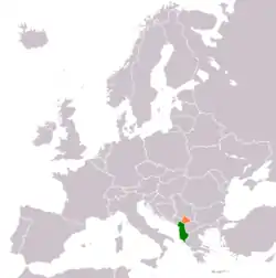 Lage von Albanien und Kosovo