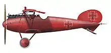 Die rote Albatros D.V des Geschwaderführers des JagdGeschwaders 1, Manfred von Richthofen.