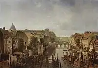 Berlin – Blick von den Königlichen Mühlen am Mühlendamm zur Langen Brücke, 1850