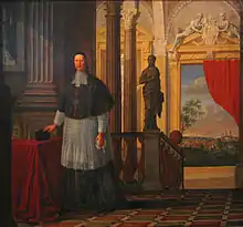 Porträt von Bischof Albrecht Sigismund von Bayern mit Mohrenwappen über Portal