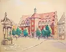 Neues Rathaus am Markt von Merseburg, Aquarell