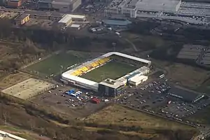 Luftbild des Almondvale Stadium