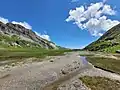 Alpine Schwemmebene von nationaler Bedeutung im Kanton Graubünden, Schweiz.