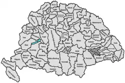 Lage des Komitats Alsó-Fehér