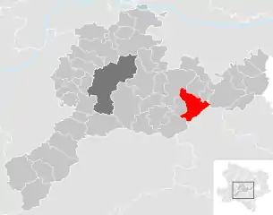 Lage der Gemeinde Altlengbach im Bezirk St. Pölten-Land (anklickbare Karte)