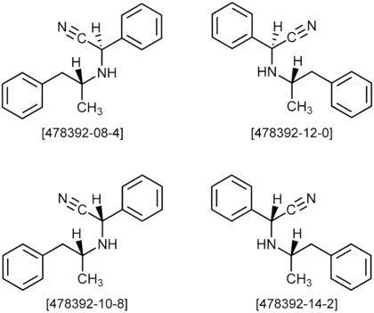 Vier Stereoisomere des Amphetaminils