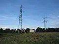 Derzeitiger (2021) provisorischer, nördlicher Endpunkt der alten Nord-Süd-Leitung auf Originalmasten
