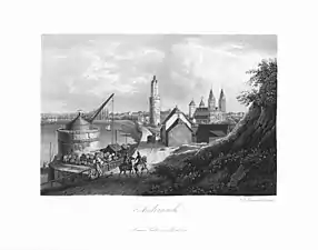 Andernach mit Krahnen 1840, Johann Jakob Tanner (1807–1862)
