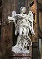 Rechter Engel mit Schriftband