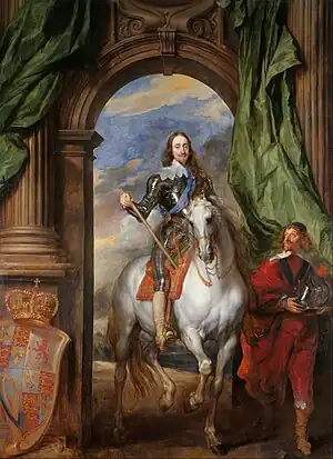 Karl I. mit M. de St. Antoine (1633), 270 × 370 cm, Windsor Castle