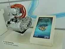 e-up! Antrieb(oben Leistungselektronik, unten vorn Elektromotor, unten hinten Getriebe)