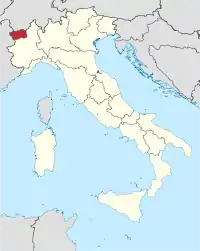 Karte Italiens, Aostatal hervorgehoben