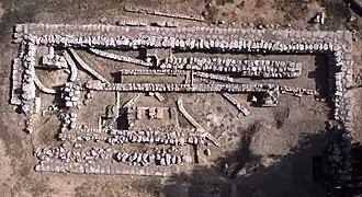 aerial view of the Apollo Daphnephoros Temple at Eretria