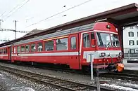 Steuerwagen ABt 144 der zweiten Serie mit aussenbündigen Türen in Appenzell