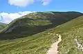 Blick aus dem oberen Glen Quoich von Süden auf den Carn Eas, den südlichen Nebengipfel des Ben Avon