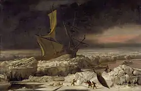 Abraham Hondius: Im Eismeer gestrandetes Schiff (1676/77)
