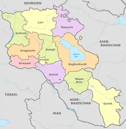 Armenien nach Verwaltungseinheiten gegliedert