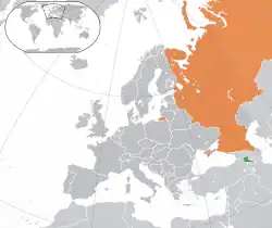 Lage von Armenien und Russland