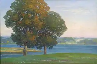 Arnold Lyongrün: Eichen am Kellersee, Ölgemälde aus dem Jahr 1919