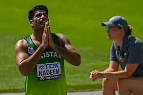 Arshad Nadeem bei den Weltmeisterschaften 2023 in Budapest