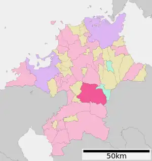Lage Asakuras in der Präfektur
