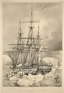Die Besatzung der Astrolabe gewinnt aus einem Eisberg Trinkwasser, 6.&nbsp;Februar 1838.