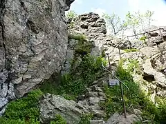 Thomas-Neiss-Steige: steiler Aufgang zum Feldstein