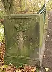 Steinblock mit Aufschrift Augusta an der Brücke