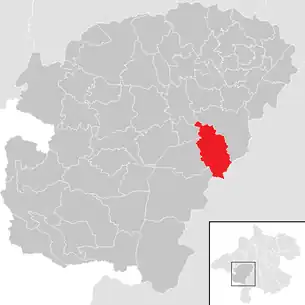 Lage der Gemeinde Aurach am Hongar im Bezirk Vöcklabruck (anklickbare Karte)