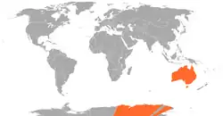 Lage von Australien und Albanien