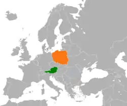 Lage von Österreich und Polen